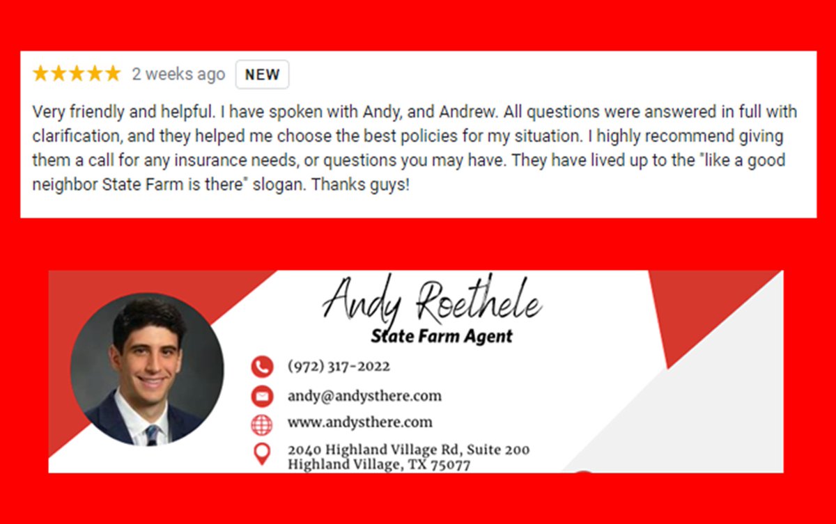 andysthere's tweet image. Five Star Friday!⭐️⭐️⭐️⭐️⭐️
Thank you to every single one of my customers!
 #thankyou #statefarm #insurance
