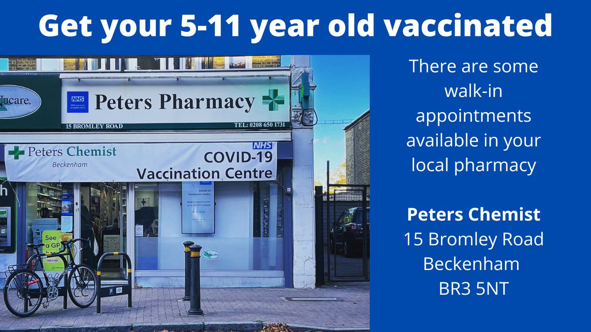 #Beckenham, your local pharmacy is offering #CovidVaccinations 🙂
➡️Monday to Friday 9-5.30pm
➡️Saturday 9-4pm 
<a href="/beckenham_forum/">Beckenhamforum.com</a> <a href="/BeckenhamBuzz/">Beckenham Buzz</a> <a href="/NewsInBeckenham/">News in Beckenham</a> <a href="/Beckenham/">BeckenhamTown 🇪🇺</a>