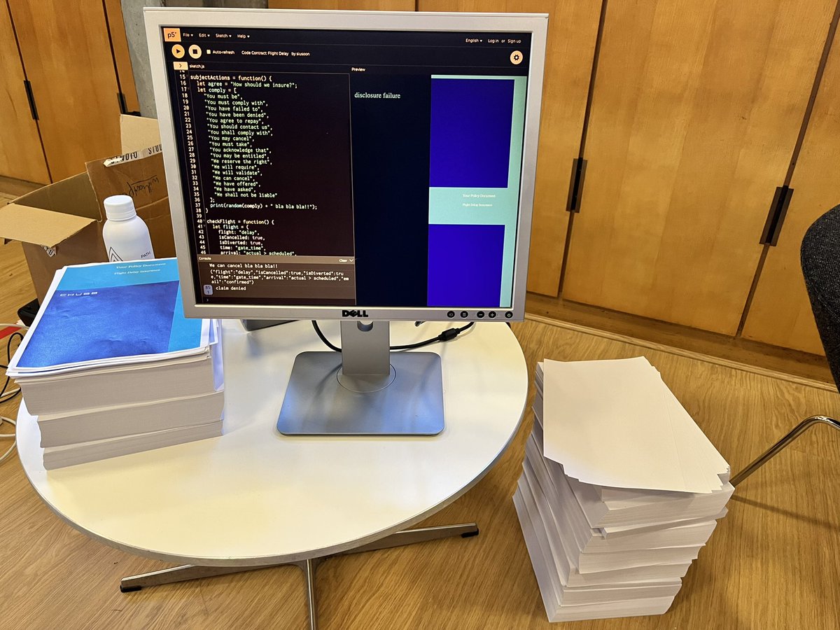 MeganPHMa's tweet photo. Presenting #codecontracts, legal aesthetics, and the use of code poetry to write legal documents - collab with @siusoon at @oiioxford @OxConnectedLife https://t.co/u6eAmMoDCL