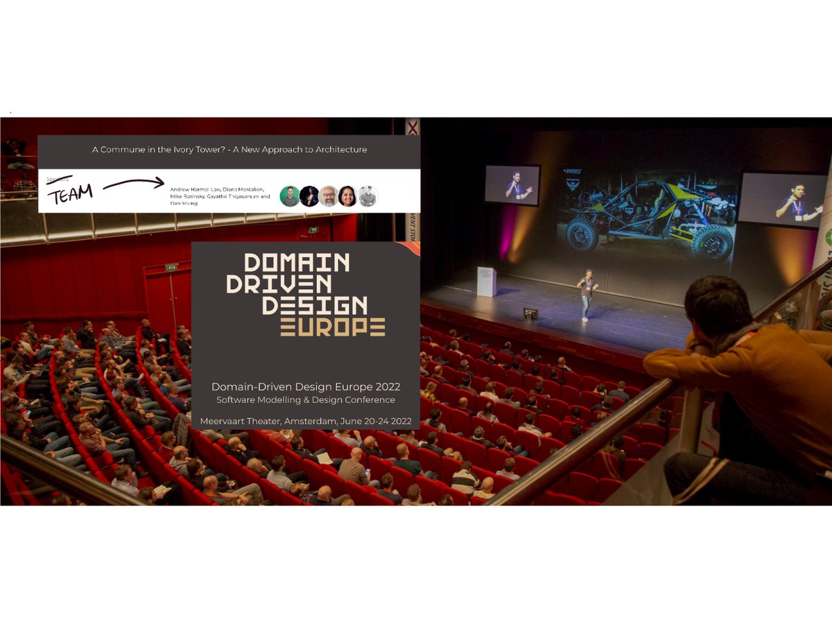 Last-minute planning/tweaking for the <a href="/ddd_eu/">DDD Europe</a> keynote is underway.  The result? <a href="/gaythu_rajan/">Gayathri</a> <a href="/dianamontalion/">Diana Montalion 🌻 @diana@hachyderm.io</a> <a href="/mikerozinsky/">Mike Rozinsky</a> <a href="/dan0young/">Dan Young</a> and I have turned a talk about architecture into a conversation about architecture with 100s of humans.  

Which 100s?  This 100s 👇 (C u there!)