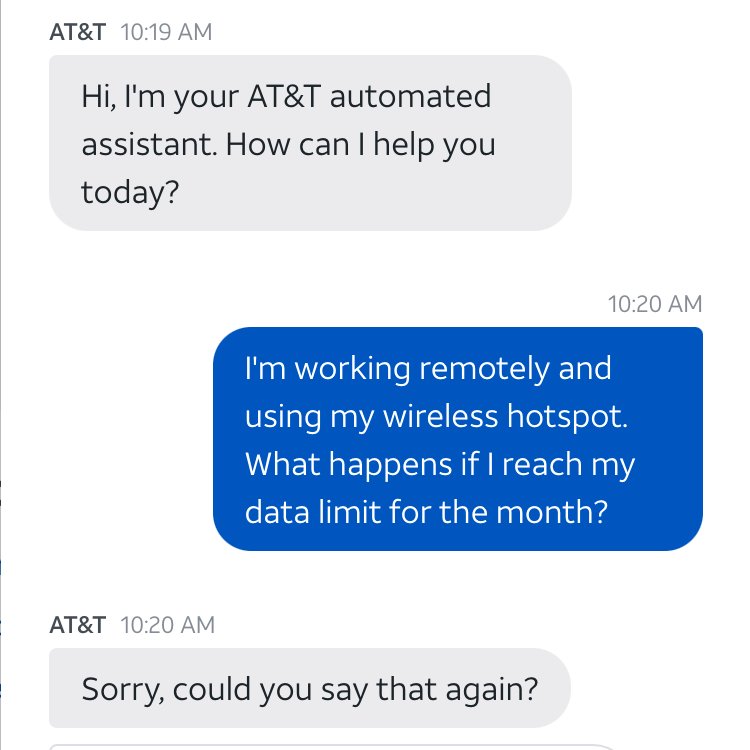 Wot? Inane response? Same backend for voice and text questions?
