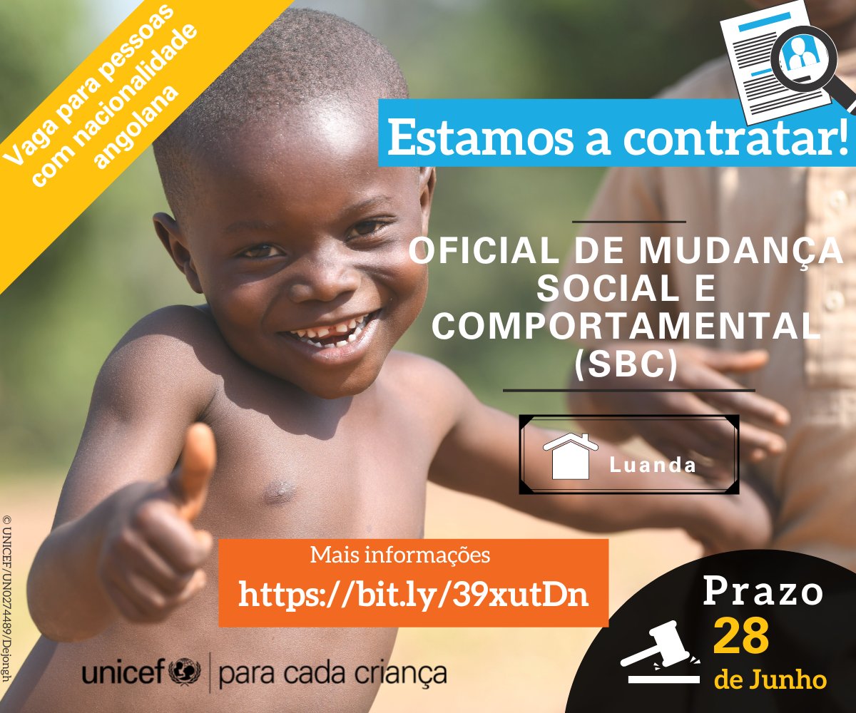 📢 Se é angolano, tem experiência com trabalho comunitário e preenche os requisitos para a vaga, apresente a sua candidatura em bit.ly/39xutDn