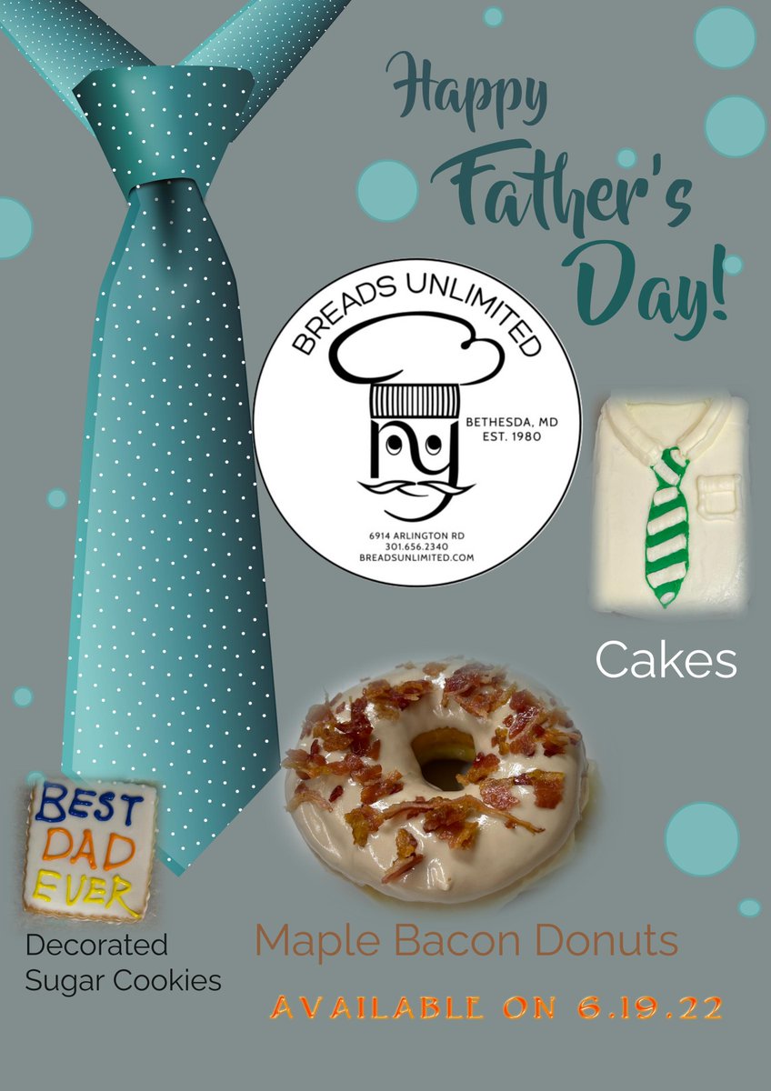 Breads_Ultd's tweet image. Come by and enjoy some fabulous Father's Day sweets this Sunday! Amazing options are available for Dad and the entire family!