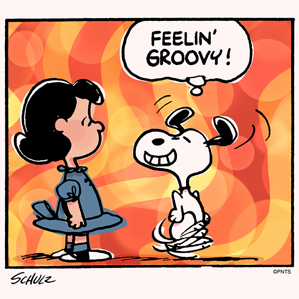 Snoopy's tweet photo. Feelin' groovy for Friday! https://t.co/WalYvzi62r