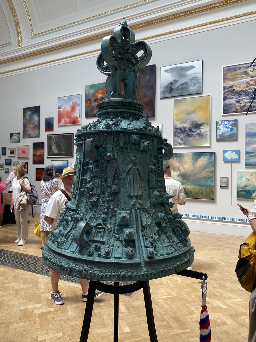 Thrilling to see the art of @niallguitesogb4 in @royalacademy #RASummer in person!  Chosen by the wonderful @Alan_Measles no less! The Covid Bell is one of Grayson’s creations…