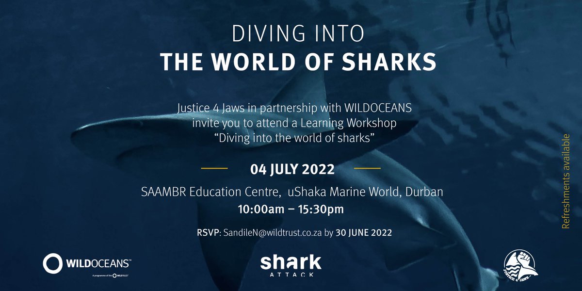 sharks_u_attack's tweet photo. Join us a we do a deep dive into the world of sharks 🦈💙

RSVP by emailing sandilen@wildtrust.co.za https://t.co/ttluYVtHUx