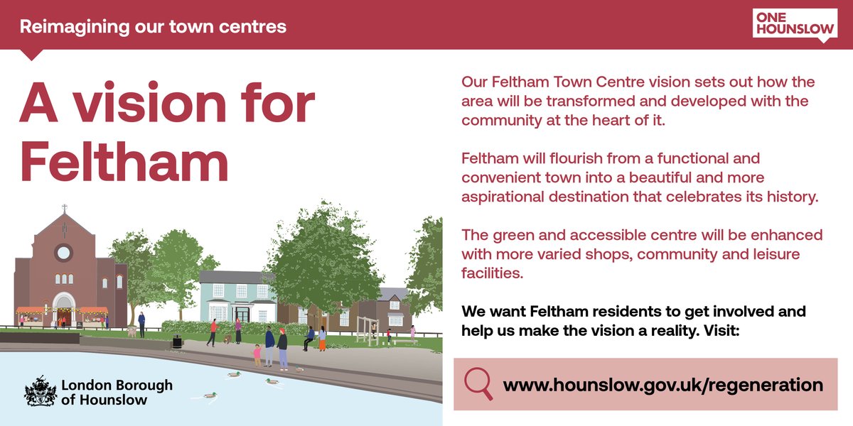 We need residents views to help bring the #Feltham Town Centre Vision to life. We are hosting 2 in-person engagement sessions at Feltham Library on Monday 27 June - 12.30 to 1.45pm and 6.00 to 7.00pm. Join us and share your views. Book a ticket 👉eventbrite.co.uk/e/reimagining-…