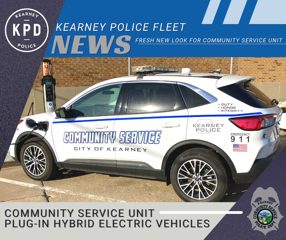 LtLukeKPD's tweet photo. @KearneyPolice recently purchased 4 hybrid vehicles for CSO’s and Investigations. 2 were grant funded. Our goal with hybrid vehicles is cost savings for fuel and increased efficiency in operations. https://t.co/nzm6Gdnk17