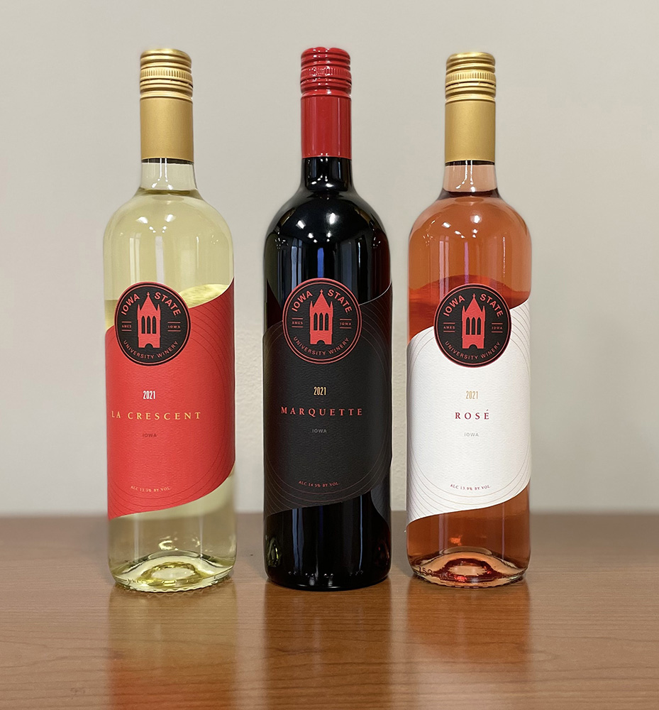 iastate_cals's tweet photo. The first batches of Iowa State produced wine were made this past spring in the *NEW* #IowaState winery using grapes grown at the ISU Horticulture Research Station:
🍇 828 bottles of La Crescent
🍷 444 bottles of Marquette
🍇 420 bottles of Rosé wine
https://t.co/xgSPP0ii60 https://t.co/s7Hj1QseZF