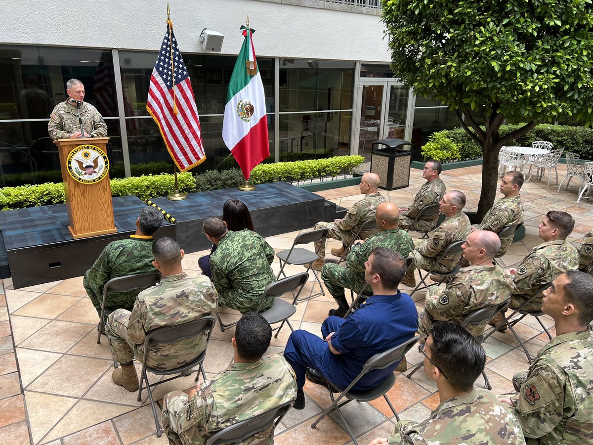socnorth's tweet photo. The #SOCNORTH command team spoke at the U.S. Embassy Mexico City, Mexico, this week on future #SOF training opportunities that will enhance their partnership and further the U.S.-Mexico mil-to-mil relationship. #BeyondTheWatch #USSOCOM #USNORTHCOM #SpecialOperations https://t.co/ZEvmWOoRAa