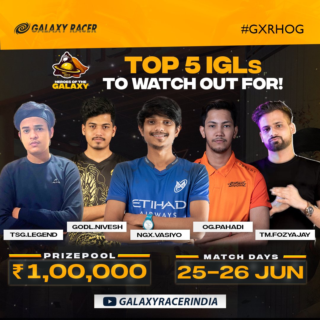galaxyracerind's tweet photo. Which IGL do you think will lead their team to glory? πππ€ #GXRHOG π
#WeAreGXR #FreeFireMax #FFInvitational #MobileGamingIndia #FreeFireMaxTournament #FreeFireMaxInvitational
#freefireindiaofficial #freefireindia https://t.co/3akqxXhX4Q