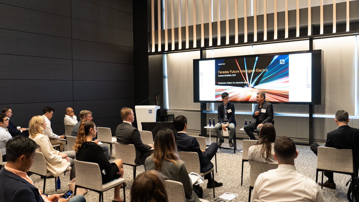 BreitfeldDr's tweet photo. I’m thrilled to have been able to chat with investors at the Deutsche Bank Auto Industry Conference in NYC. We had the opportunity to share the real progress we’re making at @FaradayFuture as we approach the launch of our #FF91 Futurist in Q3 2022. $FFIE https://t.co/oEKwkI1KZ9