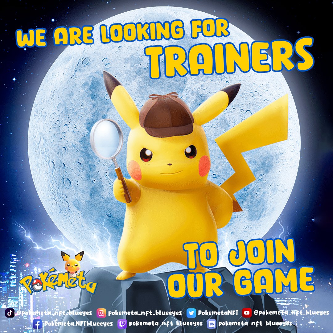 PokemetaNFT's tweet photo. Announcement📢 We are looking for trainers to join our game.
#pokemeta #pokeverse #trainers #recruitment https://t.co/mGY9JVHRiP