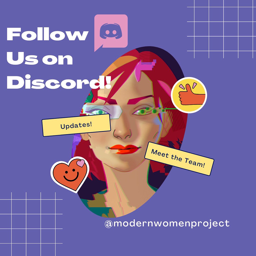 Happy Friday! Hope all is well!

Remember to join our discord to meet the Modern Women and be first for all updates and events! 😊❤️

discord.gg/mngJwmEKbd

#nft #nfts #nftcommunity #nftartist #womeninnfts #discord #community #art #WomensArt #nftcollection #womenempowerment