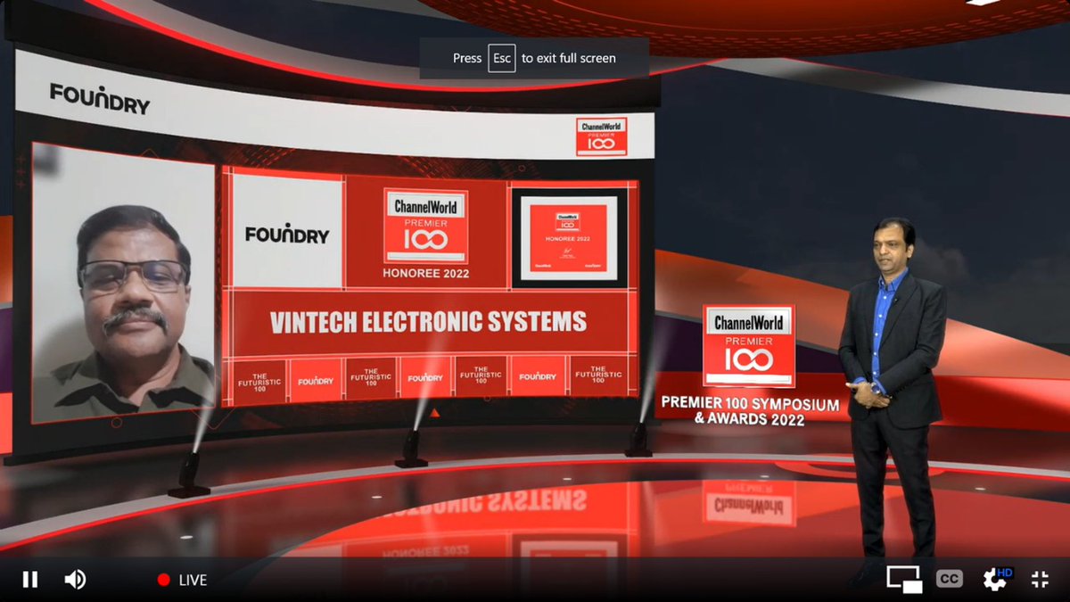 ChannelWorldin's tweet photo. #Congratulations 👏 to all 40 winners of the last Set  of #Futuristic100 Awards presented by @yogsyogi1 @FoundryIDG at #Premier100 #premier100Awards #Live 
With that #premier100  #premier100Awards 13th edition comes to an end. #StayTuned for #CSO100 happening next month! https://t.co/M0BTqaTptT