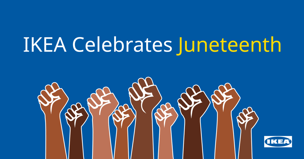 IKEAUSANews's tweet photo. At IKEA, we strive for a better everyday life for the many and observing #Juneteenth is an important step toward a more equitable future. This Juneteenth, we will reflect on the progress that has been made while acknowledging there is still more work that needs to be done. https://t.co/uvm4UQhePO