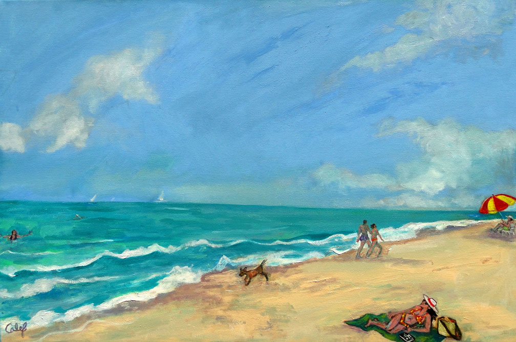 NCalef's tweet photo. "Vero Beach" oil on canvas, 24" x 36"  Life in the tropics.  https://t.co/BKZV2TyWZE https://t.co/uMUouxesX2