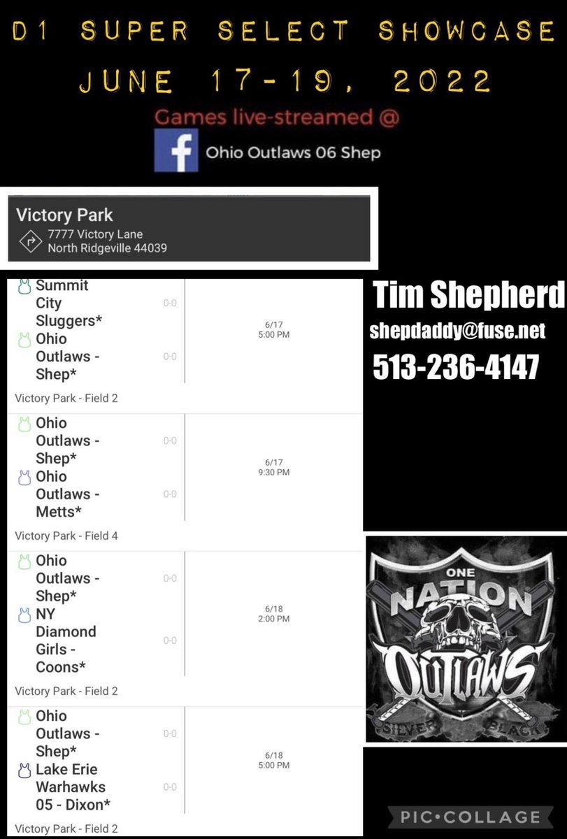 Schedule for this weekend. Can’t wait!! <a href="/06Ohio/">Ohio Outlaws 06 Shep</a>