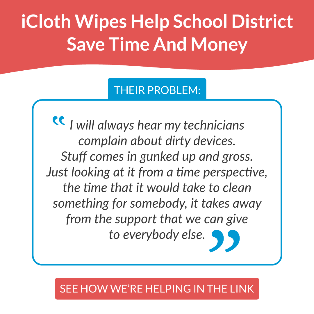 iClothWipes's tweet photo. iCloth wipes are helping Joliet Public Schools properly care for their EdTech while saving them time and money! ❤️💻✨
Find out how 👉 https://t.co/mBQ4ZY0C6G

#edtech #edtechchat #icloth #casestudy https://t.co/odCmY3RQPF