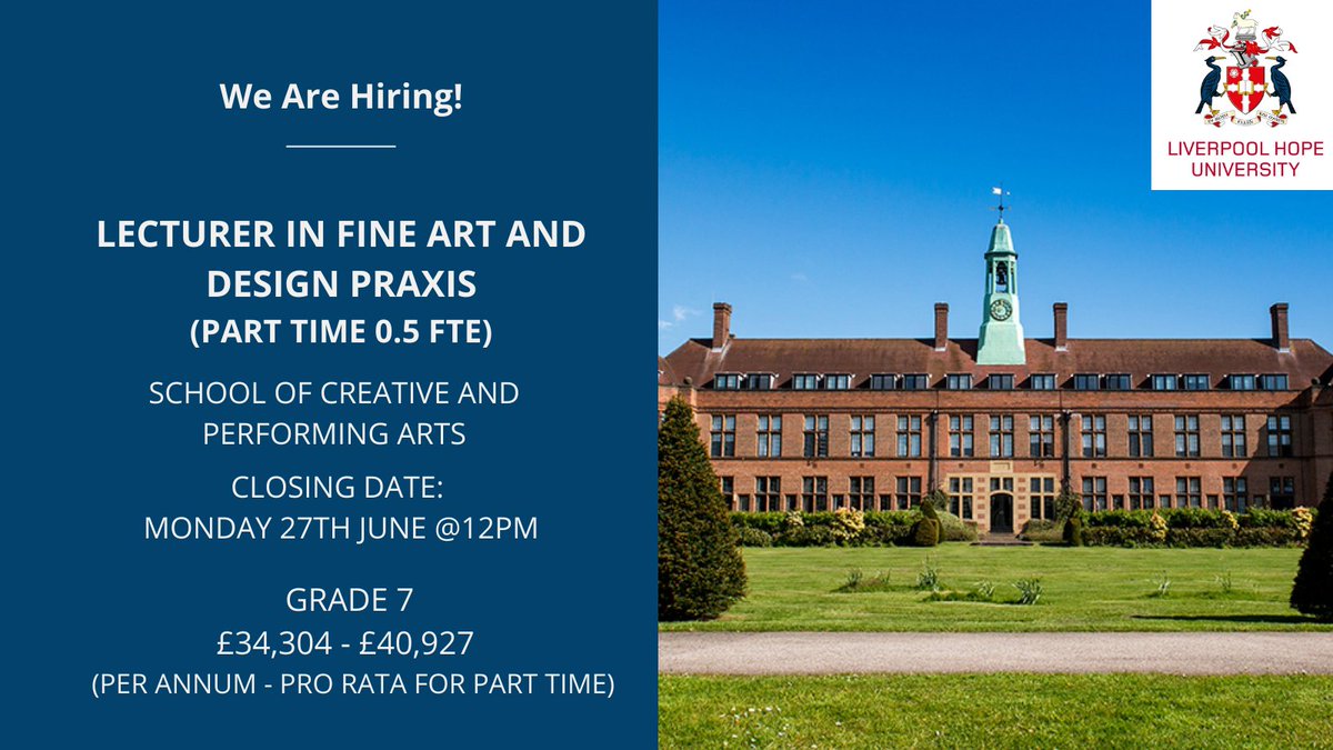 WorkingatHope's tweet photo. Lecturer in Fine Art and Design Praxis

Closing date 27th June 12pm

Job role and application information available via the below link:

https://t.co/SHzUcq6EyL https://t.co/mrL102oBO9