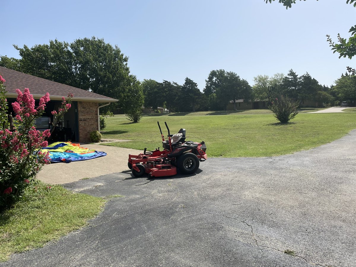 haundicapped's tweet photo. @OutKickTNML #TNML #FMML Sunny skies this morning. Midlothian, TX. Thanks to St. Arny Lawnmower and the trusty Gravely. For making the yard a sinch. Got a Fire Ant Funeral in the side saddle to help me tackle the back 40 next. https://t.co/6bEecFtATT