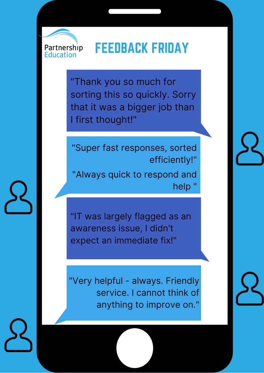 PEL_ICT's tweet image. Happy Friday!💙
The sun is shining and we are back with another Feedback Friday☀️ Thanks again to our hard working staff and, of course, the schools for taking the time to leave such positive feedback!

#PartnershipEd #EdTech #PositiveFeedback #Friday