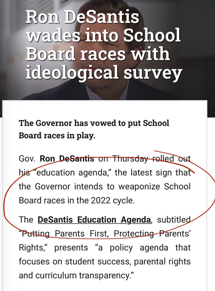 Weaponizing?! Since when is empowering parents and putting students first “weaponizing?”
 
Moms &amp; Dads across Florida know that the @RonDeSantisFL education agenda is about student success, parental rights, &amp; curriculum transparency. We stand for education, NOT indoctrination.