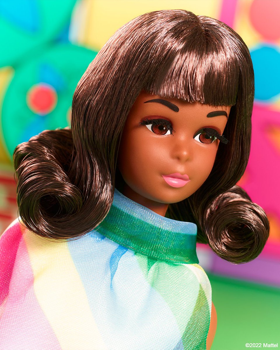 Barbie's tweet photo. Hip, happening, &amp; totally mod!🎀The Signature #Barbie Francie doll is a reproduction of the 1967 original, with a twist ’n turn waist, bendable legs, and long, rooted eyelashes for posing fun. Shop the groovy collector-favorite doll at Mattel Creations. 🔗https://t.co/v0BPZTk8wy https://t.co/4ZmKUfp7Qw