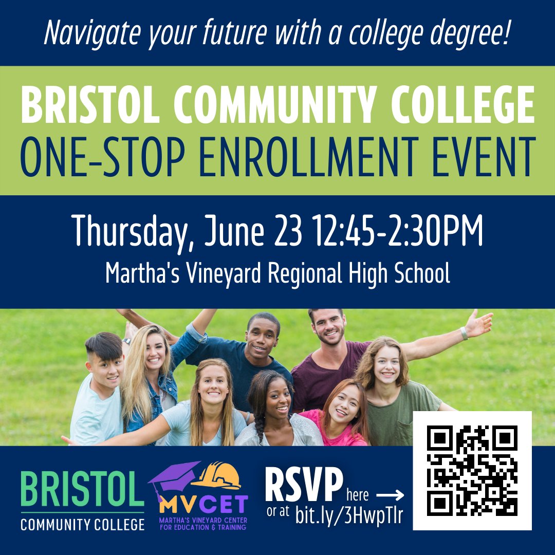 This Thursday 6/23, get started at <a href="/bristolcc/">BristolCC</a> with classes designed for #marthasvineyard residents. Enrolling now for Fall 2022 in collaboration with MV Center for Education and Training (formerly #ACEMV). RSVP bit.ly/3HwpTlr #mvcet - mailchi.mp/acemv/communit…