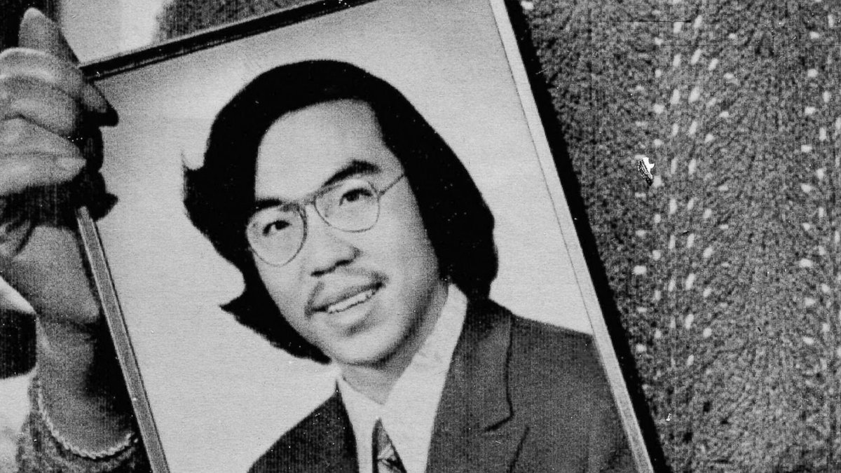 HeartMountainWY's tweet photo. On Sunday, June 19, 1982, 27-year-old Vincent Chin was celebrating his bachelor party in a Detroit-area bar when two white men allegedly angry about the loss of U.S. auto jobs to Japanese imports chased him down and beat him senseless. He died four days later. 1/2 https://t.co/K29E8QzdCM