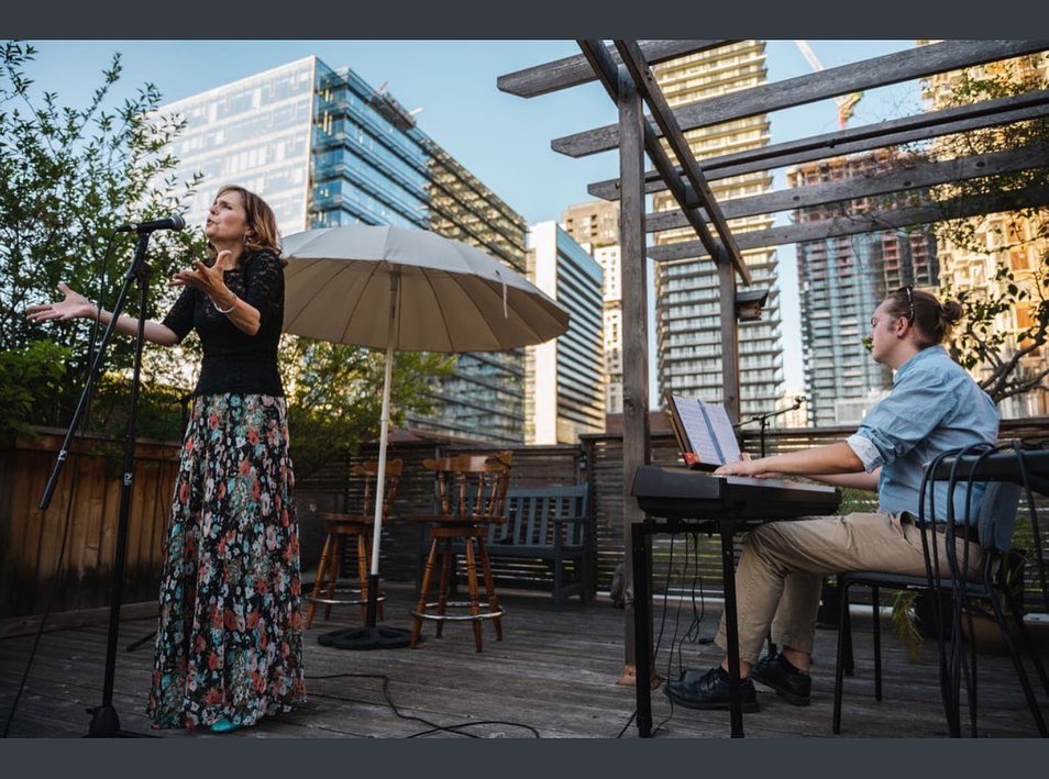 Singing songs from our show “Take the Moment” on a rooftop in the city on a summer night….sweet…
  #grateful
