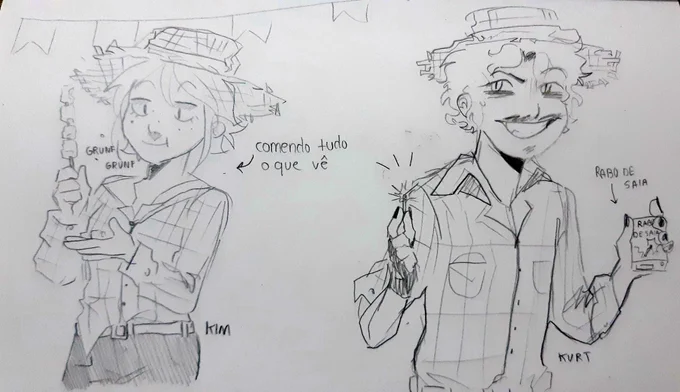 Fiz os personagens da minha hq pro São João ( n sei se vou digitalizar, mas tá aí os rascunhos )

#oc 