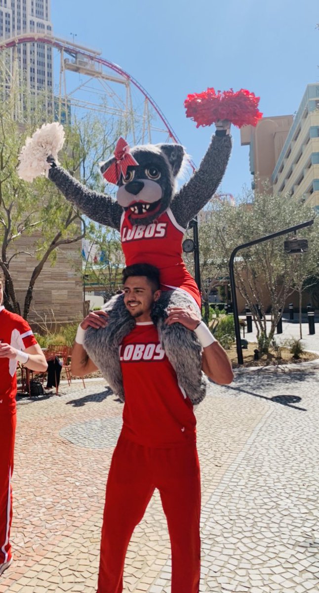 UNMLoboSpirit's tweet photo. Happy #NationalMascotDay to Louie &amp; Lucy! We are lucky to have the best out there! #GoLobos https://t.co/4XKwne08bM