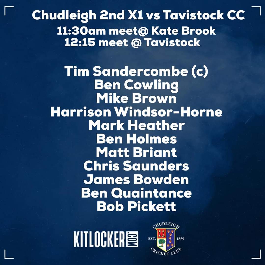 GAME WEEK 7️⃣ TEAM NEWS:

1️⃣st XI - Home to Tavistock CC 1st XI.
🔵B Division.
🟡12.30pm start.
🔵45 overs.

2️⃣nd XI - Away to Tavistock CC 2nd XI.🔵E Division West.
🟡1.00pm start. 
🔵45 overs.