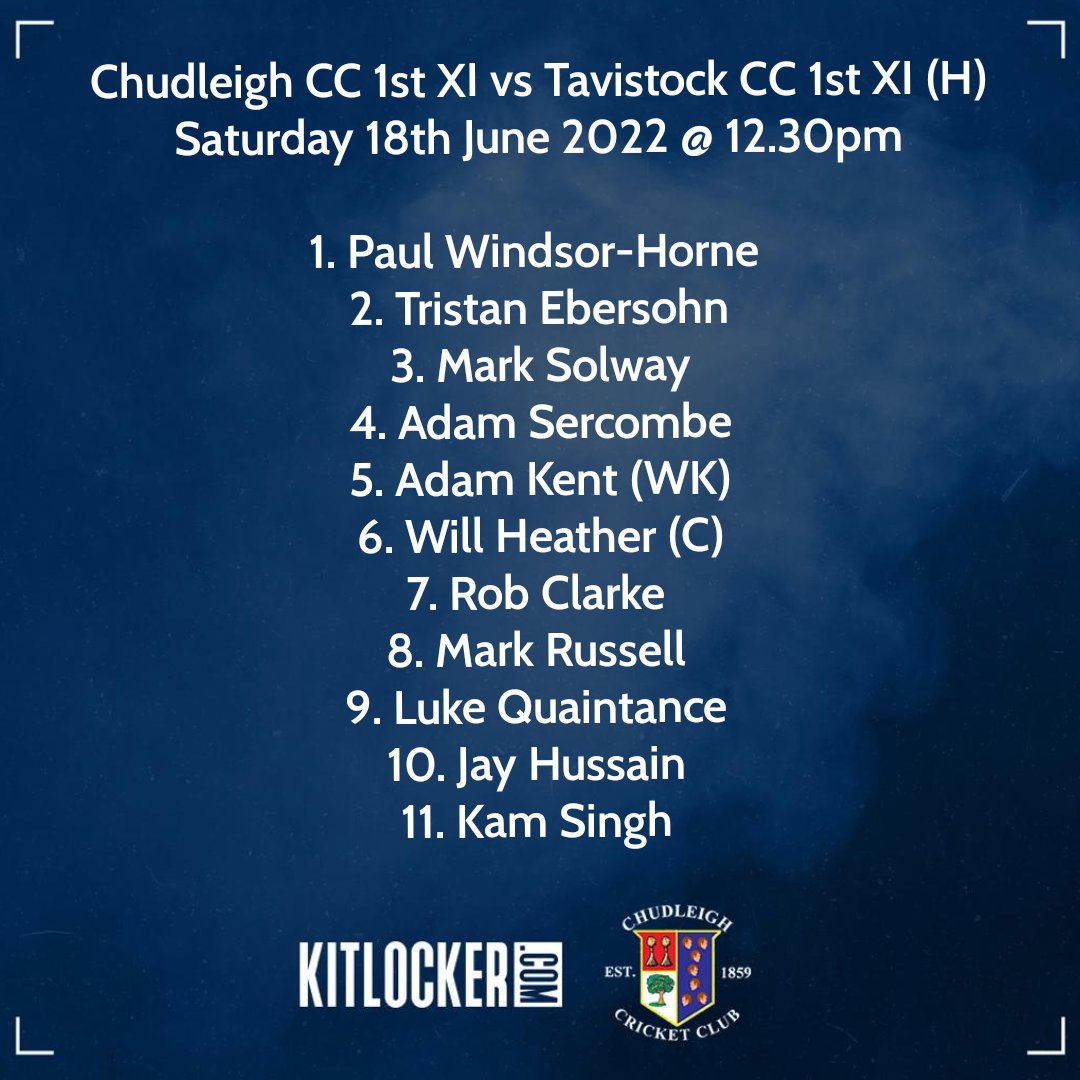 Chudleigh_CC's tweet photo. GAME WEEK 7️⃣ TEAM NEWS:

1️⃣st XI - Home to Tavistock CC 1st XI.
🔵B Division.
🟡12.30pm start.
🔵45 overs.

2️⃣nd XI - Away to Tavistock CC 2nd XI.🔵E Division West.
🟡1.00pm start. 
🔵45 overs. https://t.co/v8urQPaB27