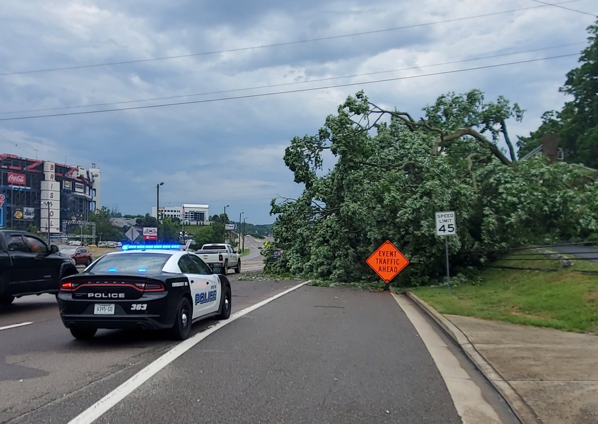 Bristol Tennessee Police are reporting a tree down just off Exide Drive. Those attending events at Bristol Motor Speedway and others traveling through the area are encouraged to use caution and expect delays. https://t.co/6oJpGwseHo