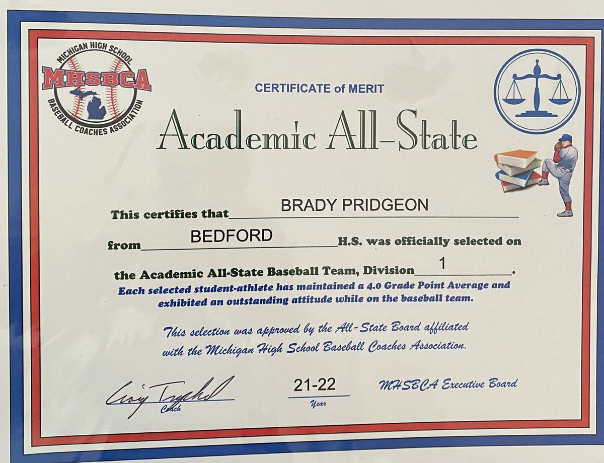 MJPridge's tweet photo. @BedfordHSBase my final Baseball tweet @BradyPridgeon finished his HS Baseball career as a 2nd year D1 Academic All State (4.28) SEC Red Division Sportmanship Award, named in The Toledo Blade Area High School Standings for batting and pitching! This is a VERY proud ⚾️ Mom! https://t.co/q9s51Lml0x