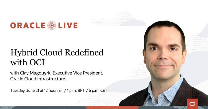 Register now to hear about the latest updates to distributed cloud solutions from Oracle EVP of Cloud Infrastructure, Clay Magouyrk. social.ora.cl/6014ze3Ea