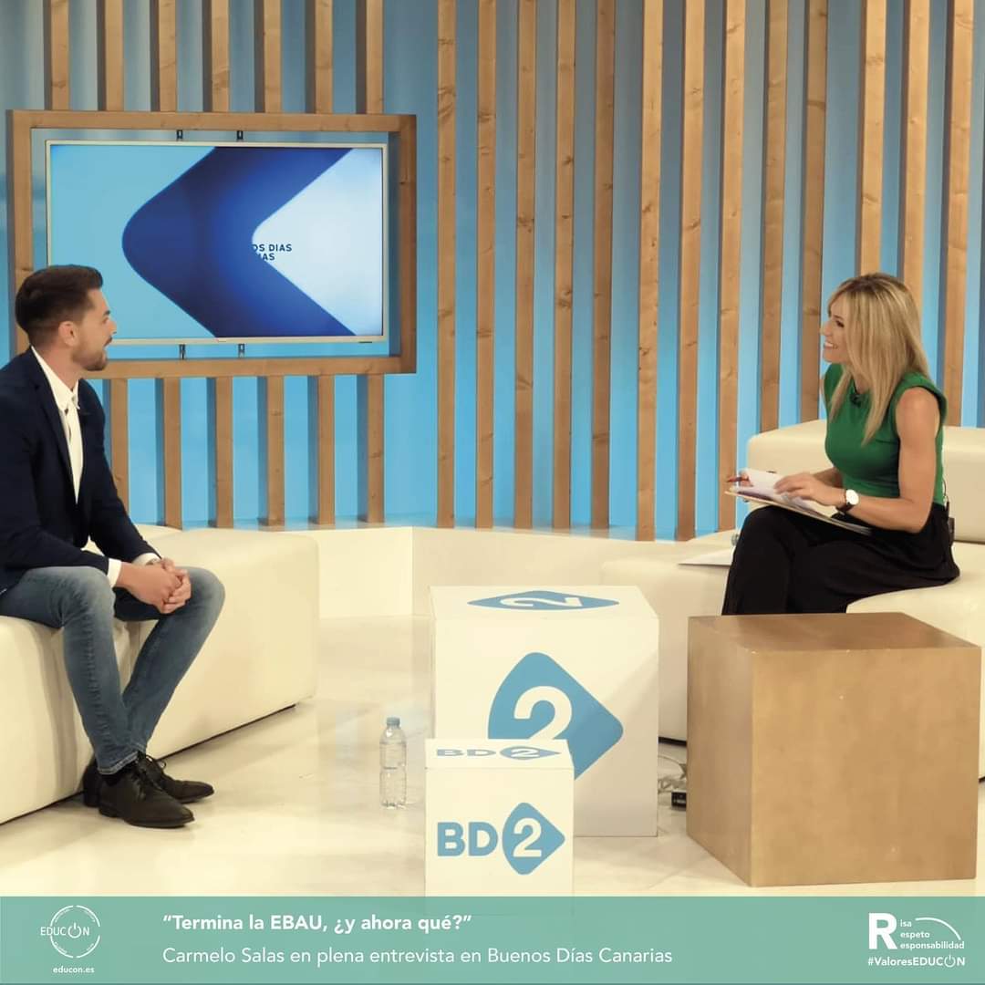 EDUCON_ES's tweet photo. 🟢@EDUCON_ES en @BDCanariasTV de @RTVCes🟢

#CarmeloSalas, director de #EDUCON,entrevistado por @perezestibaliz abordando la cuestión que muchos #jóvenes afrontan día a día, y en especial, en estas fechas.

“Termina la #EBAU, ¿y ahora qué?”

https://t.co/HEuX7z7NvJ
#Gracias https://t.co/1O6cNkkHzZ
