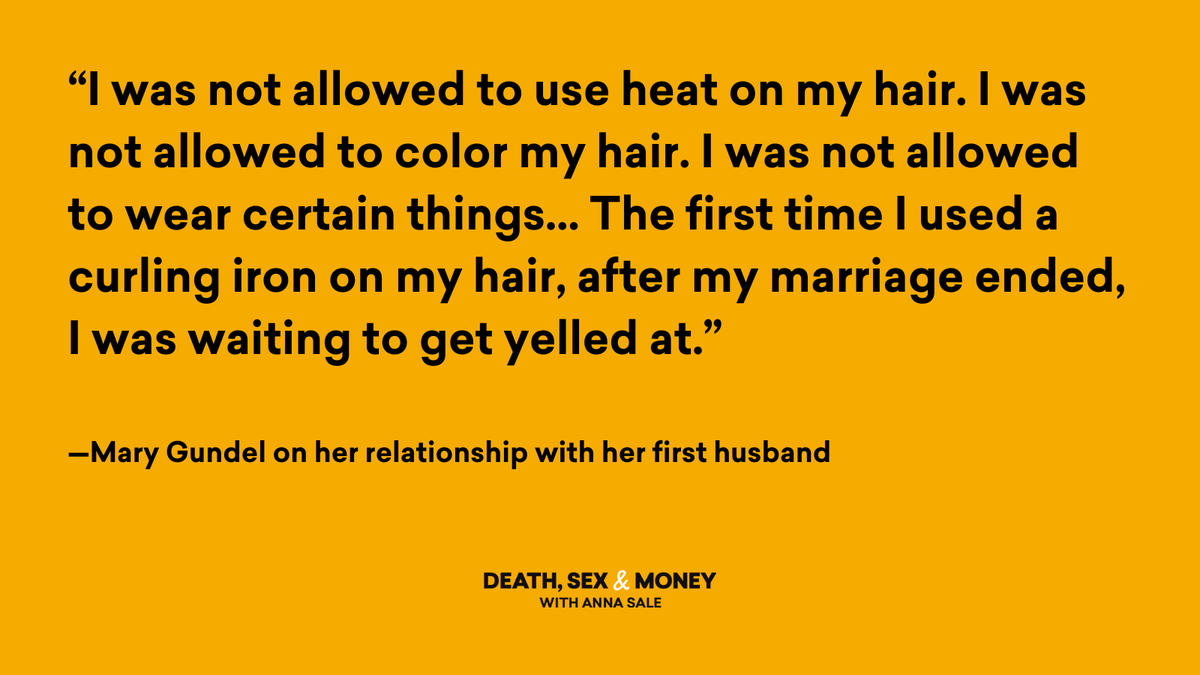 deathsexmoney's tweet photo. @GundelMary spent twelve years with her first husband, who controlled much of her life. After their marriage ended, she says she had to relearn how to express herself. This week, Mary and I talk about getting her freedom–and her voice–back. Listen here: https://t.co/bLuFXQ8W2W https://t.co/5RldyVFeb9