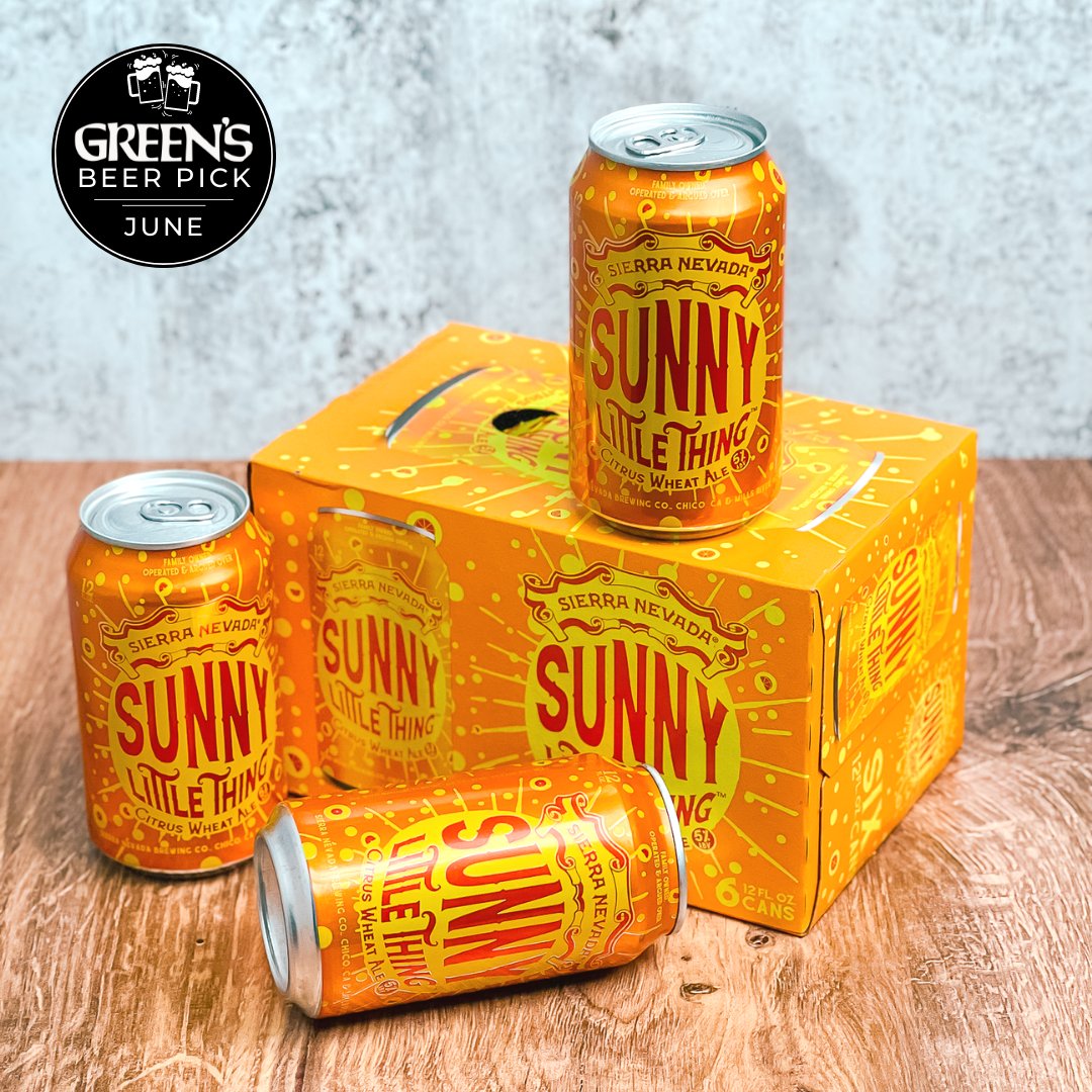 🍺Green's June #beerpick is <a href="/SierraNevada/">Sierra Nevada Beer</a> Sunny Little Thing. Some beers are tailor-made for summer, and Sunny Little Thing is more than just a pretty name. This fruity wheat ale is filled with orange &amp; grapefruit juices and is perfect for crushing poolside.

Find it at Green's!