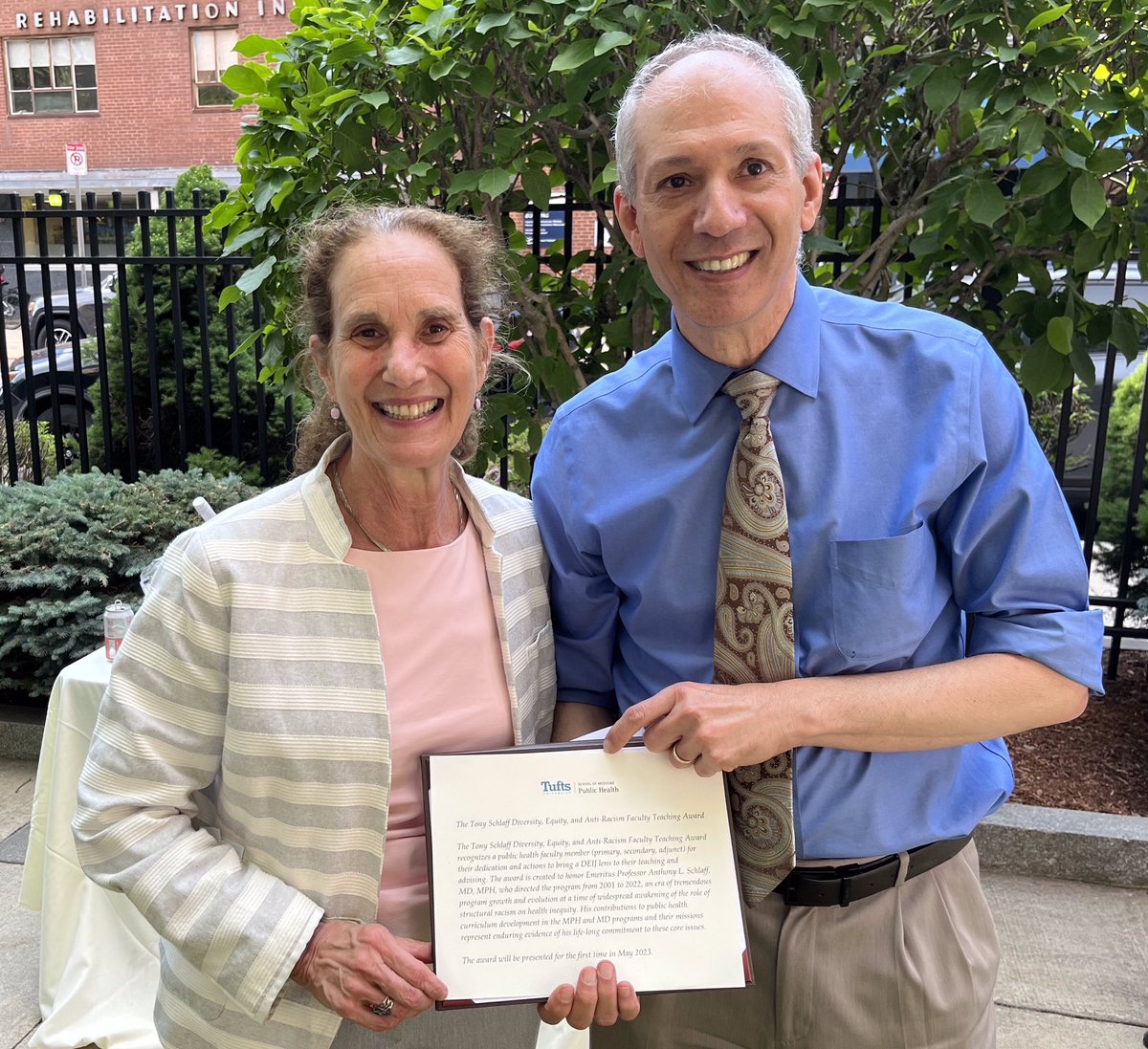 Aviva Must (@avivamust) on Twitter photo Thrilled to present the Tony Schlaff Diversity, Equity, Anti-Racism Faculty Teaching Award to honor his 2+ decades of remarkable service as <a href="/TuftsPH/">Tufts Public Health</a> Program Director as he transitions to Emeritus. 100s of students benefitted from his passion + expertise for DEIJ <a href="/TuftsMedSchool/">Tufts School of Medicine</a> Thrilled to present the Tony Schlaff Diversity, Equity, Anti-Racism Faculty Teaching Award to honor his 2+ decades of remarkable service as <a href="/TuftsPH/">Tufts Public Health</a> Program Director as he transitions to Emeritus. 100s of students benefitted from his passion + expertise for DEIJ <a href="/TuftsMedSchool/">Tufts School of Medicine</a>