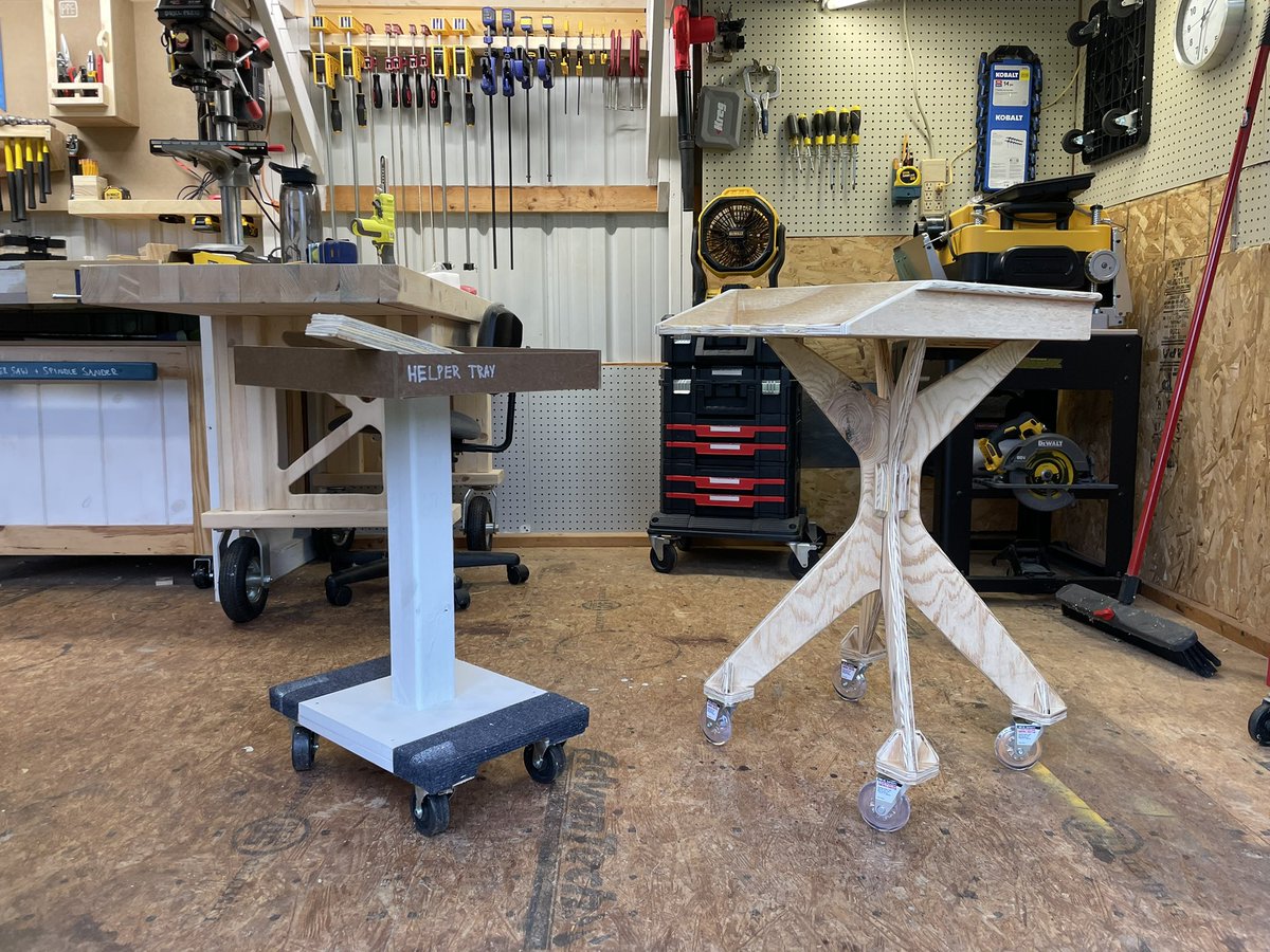 Jaxson_Davis's tweet photo. @donttrythis was inspired by your One Day Builds and made this helper tray to roll around my shop. All tab &amp; slot construction with built in tool holder! https://t.co/zTjLCP1OrS