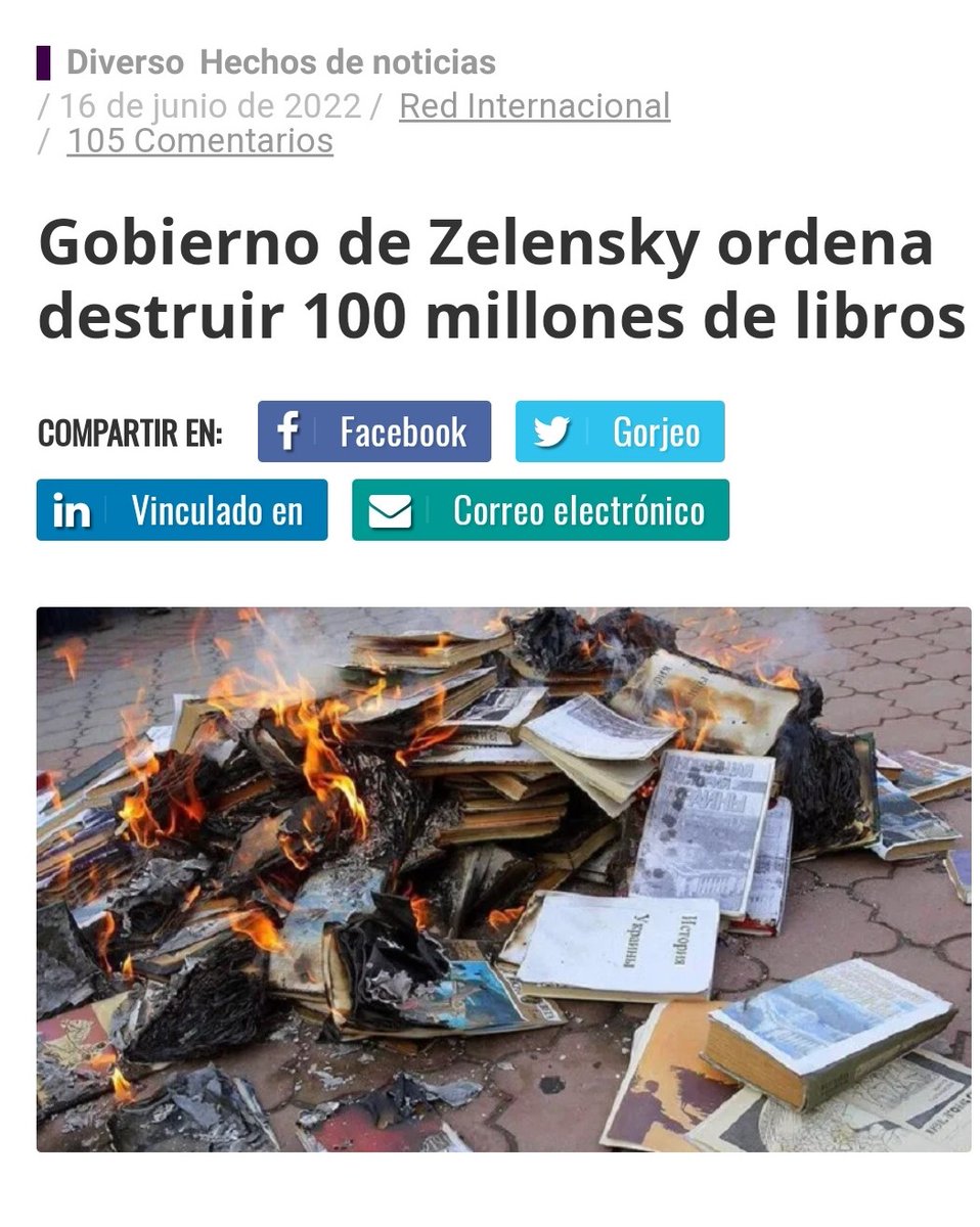 atilioboron's tweet photo. Zelensky ordenó destruir cualquier libro publicado en Rusia, o en idioma ruso o traducido del ruso. Incluye clásicos como Tolstoy y Dostoyevsky. Desde la quema de libros de la época de Hitler no se veía nada igual. Lo peor: países de la OTAN encubrieron la noticia. https://t.co/btpGh8yuiU