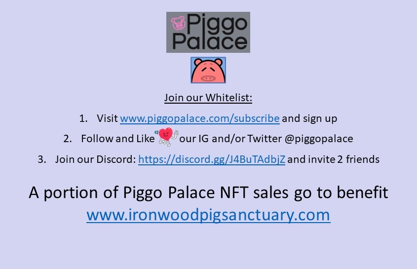 PiggoPalace's tweet photo. Our Whitelist is Open! ๐๐ท๐ Please take a moment and visit our website to subscribe; Like and Follow our IG or Twitter; Join our Discord and invite 2 Friends! ๐ฒ๐ฒ Mint Date is Coming Soon! ๐
Peace to the Piggos! ๐ท ๐๐ฝ
#piggopalace #piggo #piggos #pigs
#nfts #nftcollector https://t.co/W1C7NkY5Dx