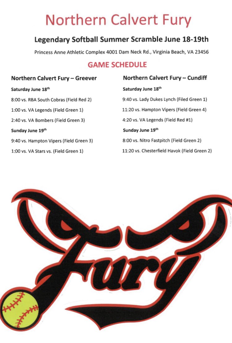 NCFurySoftball's tweet photo. Northern Calvert Fury girls excited to be headed to the Legendary Softball Summer Scramble in Virginia Beach this weekend! @Legendarysftbl https://t.co/4mvKlpraZp