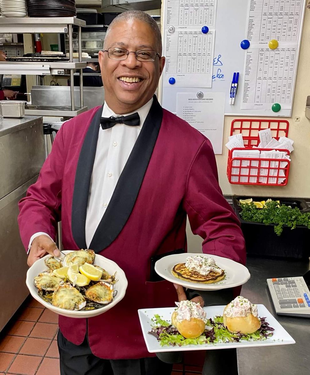 Shout out to all who don the *red jacket* at #Kreis'! Who knows Kirk Saunders? And we currently have the #LobsterRoll and the #SmokedTrout as weekend specials. (#OystersRockefeller are gone for now, but will triumphantly return at some point!)