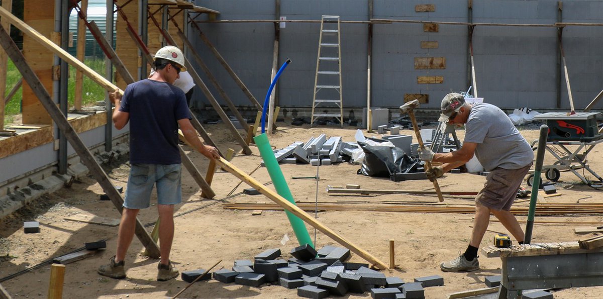 HUGLLC's tweet photo. There was a lot of action and maybe a little bit of mess as our ICF walls received their cement pour. 

Bonus Pic of Bella helping out. 

#building #Construction #Minnesota https://t.co/9z7uP9wPwP