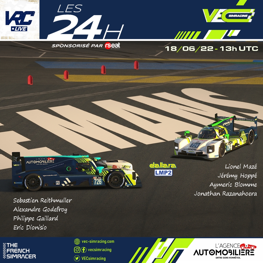 VECsimracing's tweet photo. A la force du mollet ou dans le simu, cela fait plus d'un mois que les membres du VEC-Simracing parcourent le tracé des #LeMans24 

Dernière étape ce weekend avec les 24H 100% francophones, organisées et diffusées par @VRCLive sur #iRacing 😎 https://t.co/HinJPdhxyS