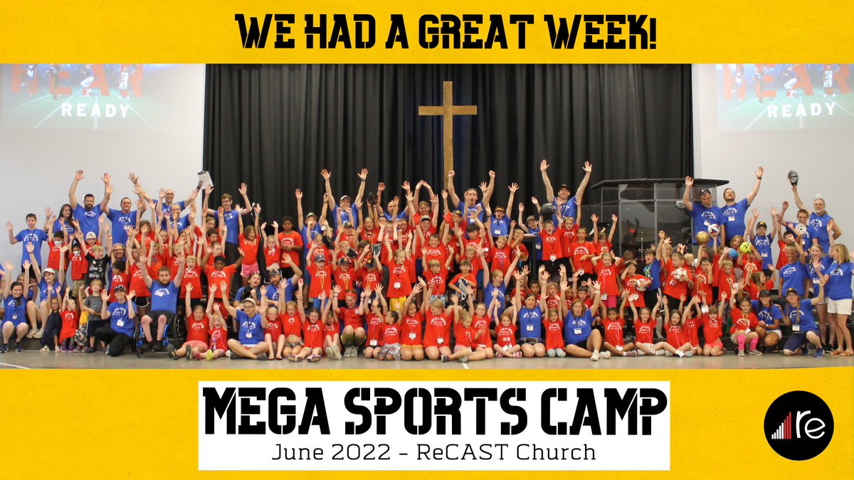 ReCASTChurch's tweet photo. Aaaannnnddddd... That's a wrap.
What a fun week we had at MEGA SPORTS CAMP!
Learned a lot about football, soccer, basketball, cheerleading, and baseball AND Jesus. https://t.co/FA1BWBERqj